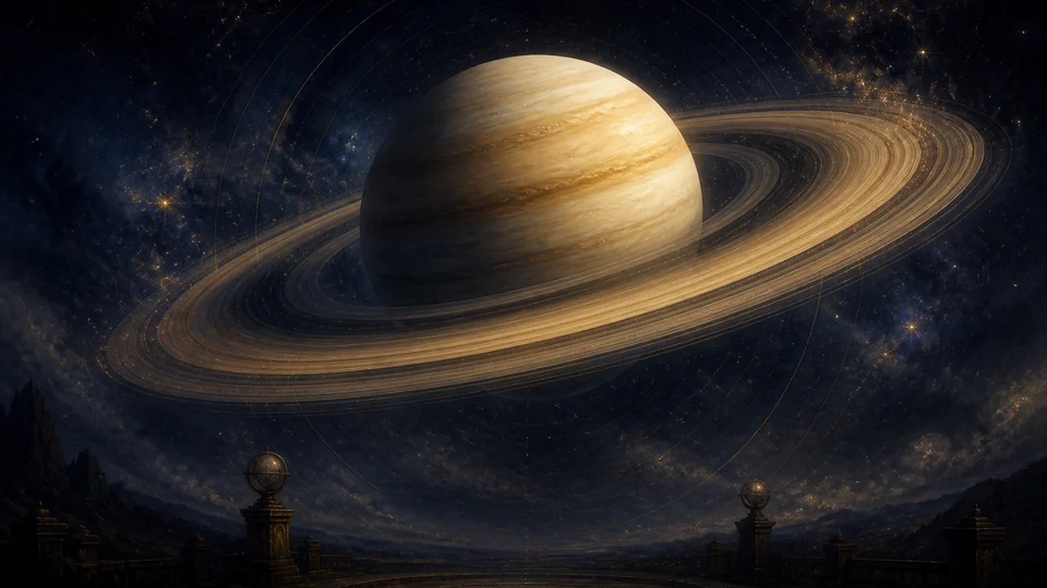 Saturne au-dessus d’un observatoire sous un ciel étoilé